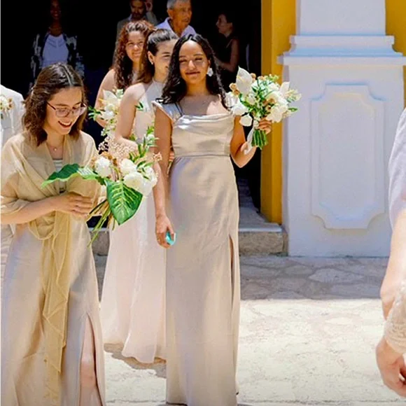 birdie gray | Dresses | Bridesmaid Convertible Gold Gown | Poshmark